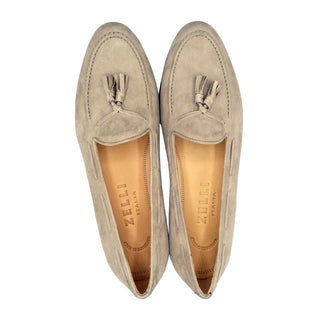 Zelli Italia Naples Men's Shoes Bone Suede Goat-Skin Tassel Loafer (ZEL1024)-AmbrogioShoes
