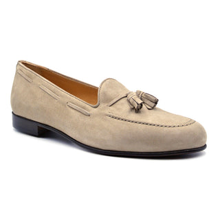 Zelli Italia Naples Men's Shoes Bone Suede Goat-Skin Tassel Loafer (ZEL1024)-AmbrogioShoes