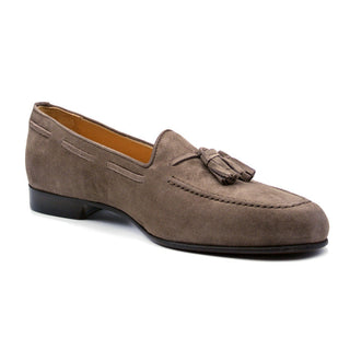 Zelli Italia Naples Men's Shoes Mocha Suede Goat-Skin Tassel Loafer (ZEL1024)-AmbrogioShoes