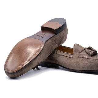 Zelli Italia Naples Men's Shoes Mocha Suede Goat-Skin Tassel Loafer (ZEL1024)-AmbrogioShoes