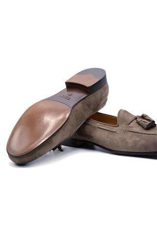 Zelli Italia Naples Mocha Suede Goat-Skin Tassel Loafer (ZEL1024)-AmbrogioShoes