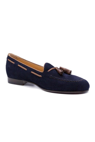 Zelli Italia Naples Navy Suede Goat-Skin Tassel Loafer (ZEL1026)-AmbrogioShoes