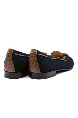 Zelli Italia Naples Navy Suede Goat-Skin Tassel Loafer (ZEL1026)-AmbrogioShoes
