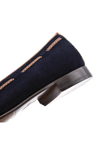 Zelli Italia Naples Navy Suede Goat-Skin Tassel Loafer (ZEL1026)-AmbrogioShoes