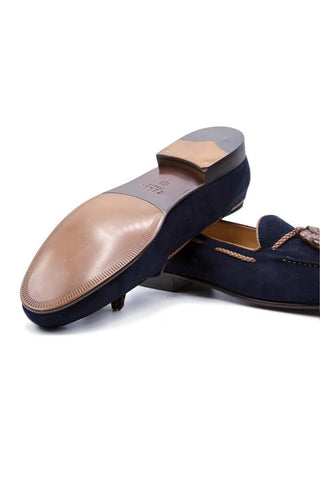 Zelli Italia Naples Navy Suede Goat-Skin Tassel Loafer (ZEL1026)-AmbrogioShoes