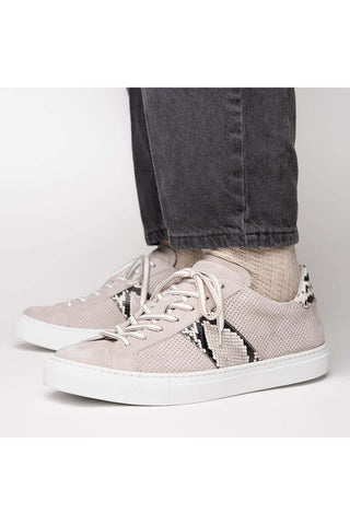 Zelli Italia Olympias Gray Python Skin / Suede Goat-Skin Sneaker (ZEL1058)-AmbrogioShoes