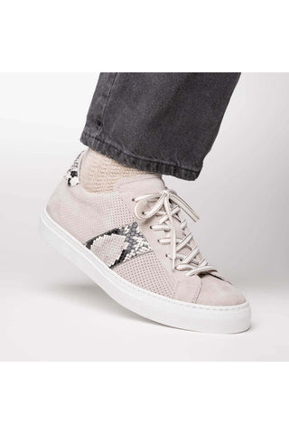 Zelli Italia Olympias Gray Python Skin / Suede Goat-Skin Sneaker (ZEL1058)-AmbrogioShoes