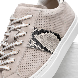 Zelli Italia Olympias Men's Shoes Gray Python Skin / Suede Goat-Skin Sneaker (ZEL1058)-AmbrogioShoes