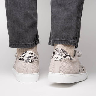 Zelli Italia Olympias Men's Shoes Gray Python Skin / Suede Goat-Skin Sneaker (ZEL1058)-AmbrogioShoes