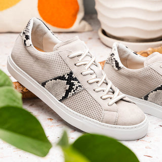 Zelli Italia Olympias Men's Shoes Gray Python Skin / Suede Goat-Skin Sneaker (ZEL1058)-AmbrogioShoes