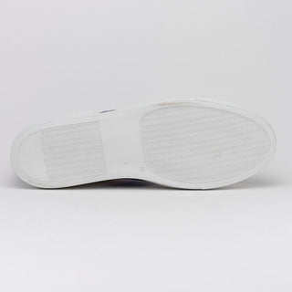 Zelli Italia Olympias Men's Shoes White & Navy Crocodile Skin / Calf-Skin Leather Sneaker (ZEL1057)-AmbrogioShoes