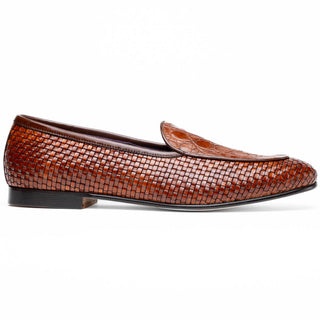Zelli Italia Palio Men’s Shoes Cognac Crocodile & Woven Calf-Skin Leather Loafer (ZEL1017)-AmbrogioShoes