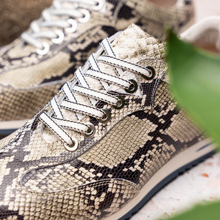 Zelli Italia Peri Men's Shoes Black & White Python Print Calf-Skin Leather Sneaker (ZEL1055)-AmbrogioShoes