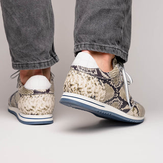 Zelli Italia Peri Men's Shoes Black & White Python Print Calf-Skin Leather Sneaker (ZEL1055)-AmbrogioShoes