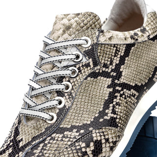 Zelli Italia Peri Men's Shoes Black & White Python Print Calf-Skin Leather Sneaker (ZEL1055)-AmbrogioShoes