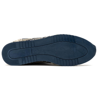 Zelli Italia Peri Men's Shoes Black & White Python Print Calf-Skin Leather Sneaker (ZEL1055)-AmbrogioShoes