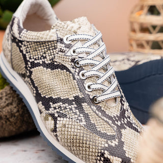 Zelli Italia Peri Men's Shoes Black & White Python Print Calf-Skin Leather Sneaker (ZEL1055)-AmbrogioShoes