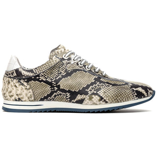 Zelli Italia Peri Men's Shoes Black & White Python Print Calf-Skin Leather Sneaker (ZEL1055)-AmbrogioShoes