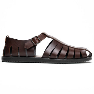 Zelli Italia Pesca Men’s Shoes Brown Calf-Skin Leather Fisherman Sandal (ZEL1010)-AmbrogioShoes