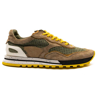 Zelli Italia Raya Men's Shoes Moss & Taupe Suede / Calf-Skin Leather Sneaker (ZEL1053)-AmbrogioShoes
