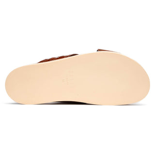 Zelli Italia Rena Men’s Shoes Cognac Crocodile Print / Goat-Skin Leather Sandal (ZEL1013)-AmbrogioShoes