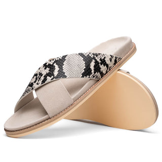 Zelli Italia Rena Men’s Shoes Taupe Python Print / Goat-Skin Leather Sandal (ZEL1012)-AmbrogioShoes