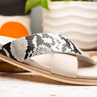 Zelli Italia Rena Men’s Shoes Taupe Python Print / Goat-Skin Leather Sandal (ZEL1012)-AmbrogioShoes