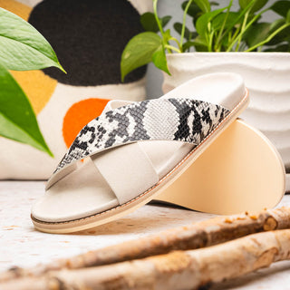 Zelli Italia Rena Men’s Shoes Taupe Python Print / Goat-Skin Leather Sandal (ZEL1012)-AmbrogioShoes