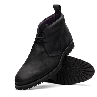 Zelli Italia Rezza Men's Shoes Black Calf-Skin Suede Chukka Boot (ZEL1065)-AmbrogioShoes