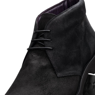 Zelli Italia Rezza Men's Shoes Black Calf-Skin Suede Chukka Boot (ZEL1065)-AmbrogioShoes