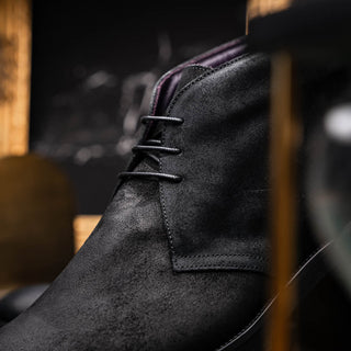 Zelli Italia Rezza Men's Shoes Black Calf-Skin Suede Chukka Boot (ZEL1065)-AmbrogioShoes