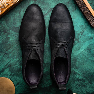 Zelli Italia Rezza Men's Shoes Black Calf-Skin Suede Chukka Boot (ZEL1065)-AmbrogioShoes