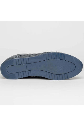 Zelli Italia Rio Black Denim Ostrich Skin Sneaker (ZEL1054)-AmbrogioShoes