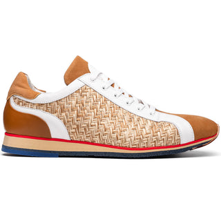 Zelli Italia Ripi Men's Shoes Brown & White Woven Calf-Skin Leather Sneaker (ZEL1056)-AmbrogioShoes