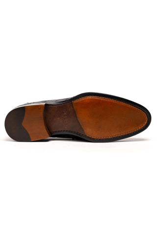 Zelli Italia Roma Black Crocodile Skin Penny Loafer (ZEL1003)-AmbrogioShoes