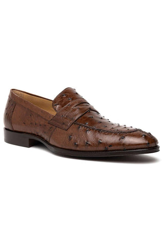 Zelli Italia Roma Brown Ostrich Skin Penny Loafer (ZEL1004)-AmbrogioShoes