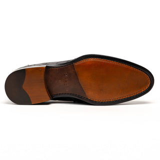 Zelli Italia Roma Men's Shoes Black Crocodile Skin Penny Loafer (ZEL1003)-AmbrogioShoes