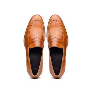 Zelli Italia Roma Men's Shoes Camel Burnished Calf-Skin Leather Penny Loafer (ZEL1019)-AmbrogioShoes