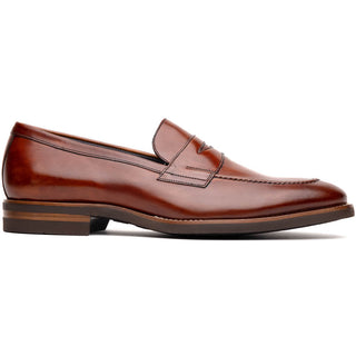 Zelli Italia Roma Men's Shoes Cognac Burnished Calf-Skin Leather Penny Loafer (ZEL1019)-AmbrogioShoes