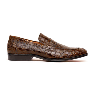 Zelli Italia Roma Men's Shoes Cognac Crocodile Skin Penny Loafer (ZEL1003)-AmbrogioShoes