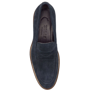 Zelli Italia Roma Men's Shoes Navy Suede Leather Penny Loafer (ZEL1032)-AmbrogioShoes