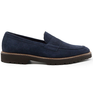 Zelli Italia Roma Men's Shoes Navy Suede Leather Penny Loafer (ZEL1032)-AmbrogioShoes
