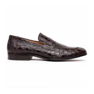 Zelli Italia Roma Men's Shoes Nicotine Crocodile Skin Penny Loafer (ZEL1003)-AmbrogioShoes