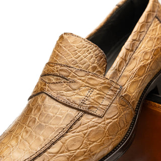 Zelli Italia Roma Men's Shoes Taupe Crocodile Skin Penny Loafer (ZEL1003)-AmbrogioShoes