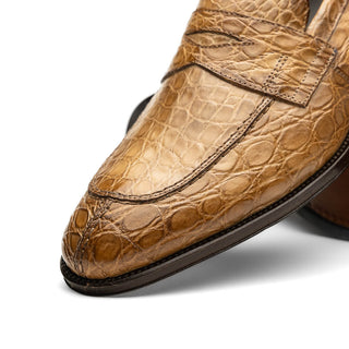 Zelli Italia Roma Men's Shoes Taupe Crocodile Skin Penny Loafer (ZEL1003)-AmbrogioShoes