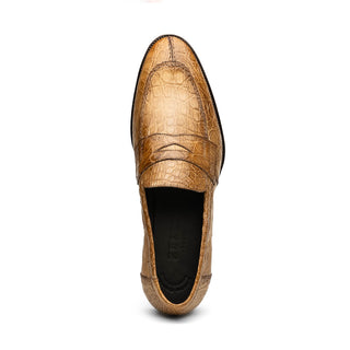 Zelli Italia Roma Men's Shoes Taupe Crocodile Skin Penny Loafer (ZEL1003)-AmbrogioShoes