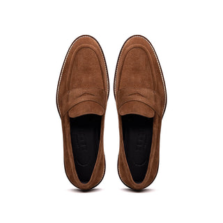 Zelli Italia Roma Men's Shoes Tobacco Suede Leather Penny Loafer (ZEL1032)-AmbrogioShoes