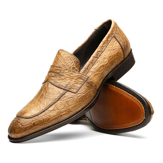 Zelli Italia Roma Taupe Crocodile Skin Penny Loafer (ZEL1003)-AmbrogioShoes