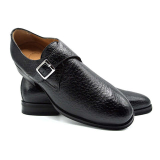 Zelli Italia Roman Black Peccary Leather Single Monk-Strap (ZEL1077)-AmbrogioShoes