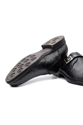 Zelli Italia Roman Black Peccary Leather Single Monk-Strap (ZEL1077)-AmbrogioShoes